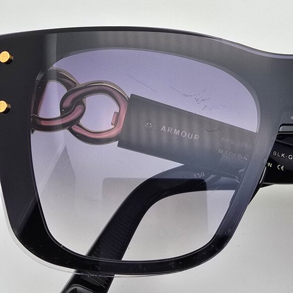 Balmain Armour BPS-106A-150 Black Gold Frame Grey Lens Cat Eye Shield Sunglasses - Picture 14 of 15